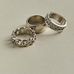 Urban Outfitters Set of 3 Men’s Silver Chunky Rings